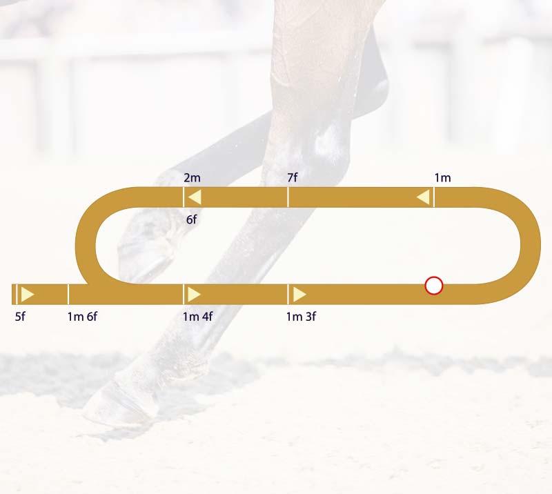 Graphic of the Southwell Racecourse track showing distance markers.