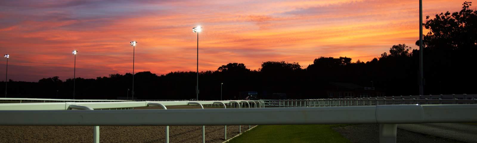 Sunset at Southwell Racecourse.