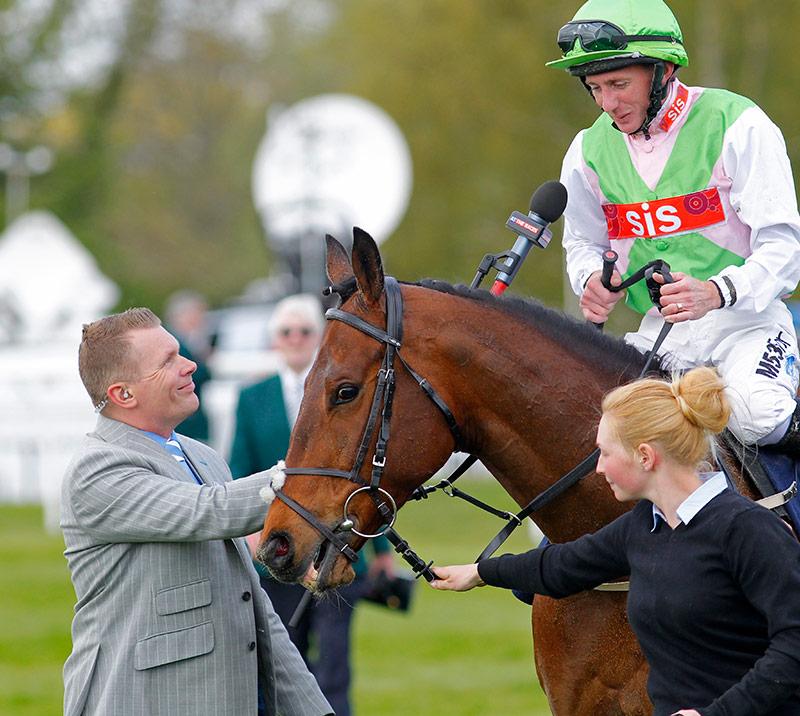Jockey being interviewed after a race.