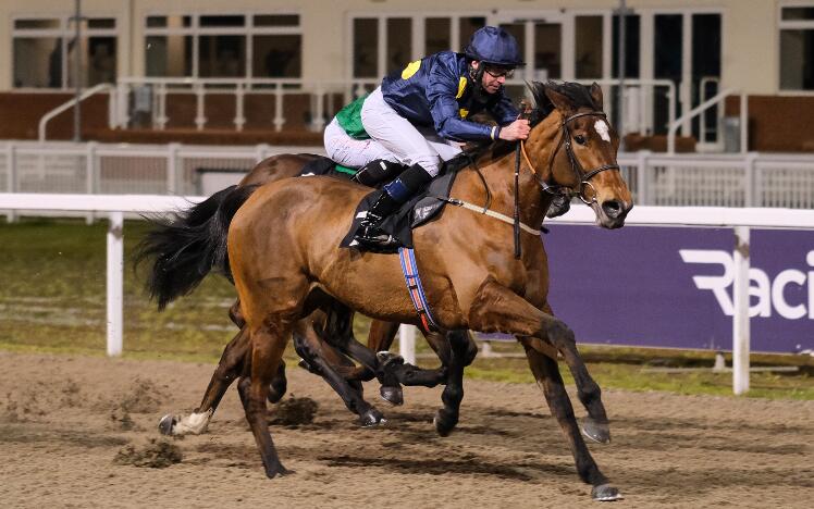 Shimmering Dawn and Tom Eaves win the All-Weather Championships Fast Track Qualifier at Chelmsford City Racecourse on 18 Feb