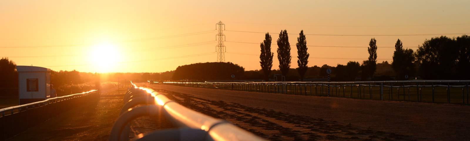 Sunset over Southwell Racecourse.